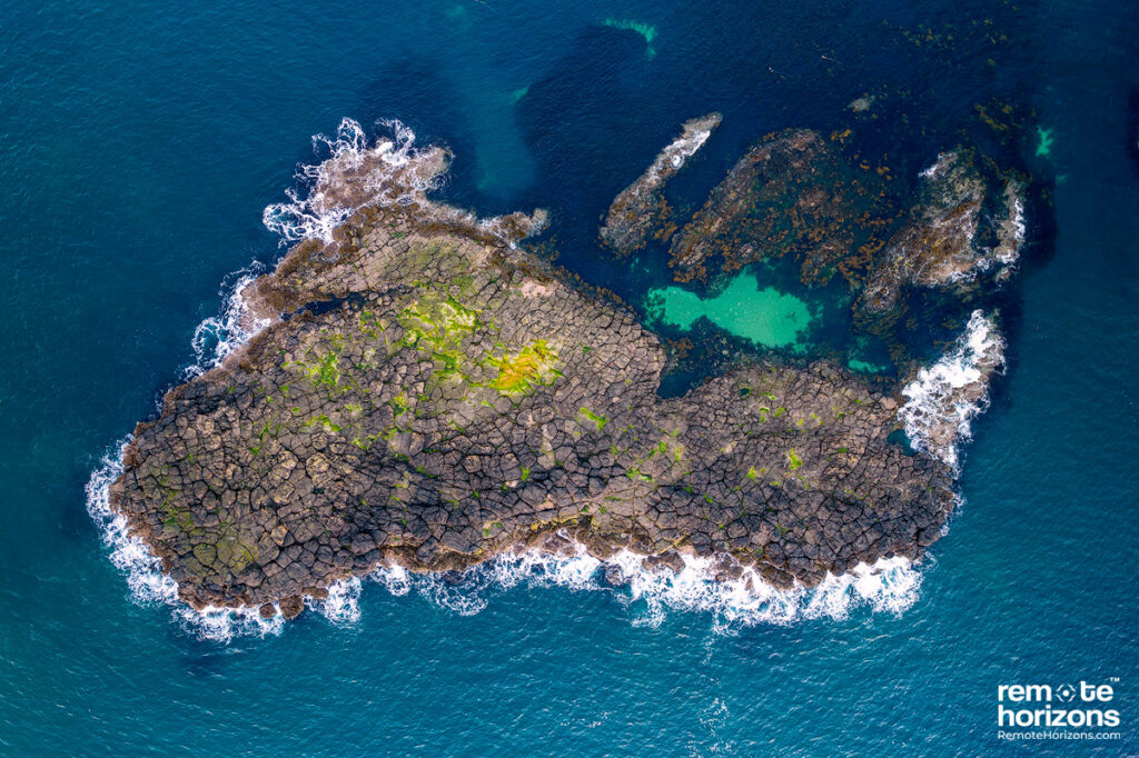 Northern Ireland aerial landscape photography of the island at Dunseverick Harbour